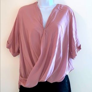 Topshop Dusty Pink Bubble Front Blouse